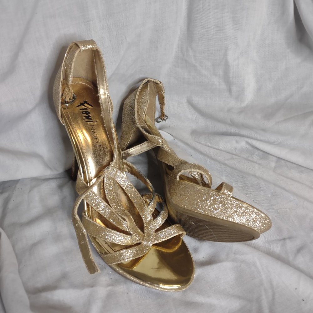 Gold Glitter Sandal 4" Heels